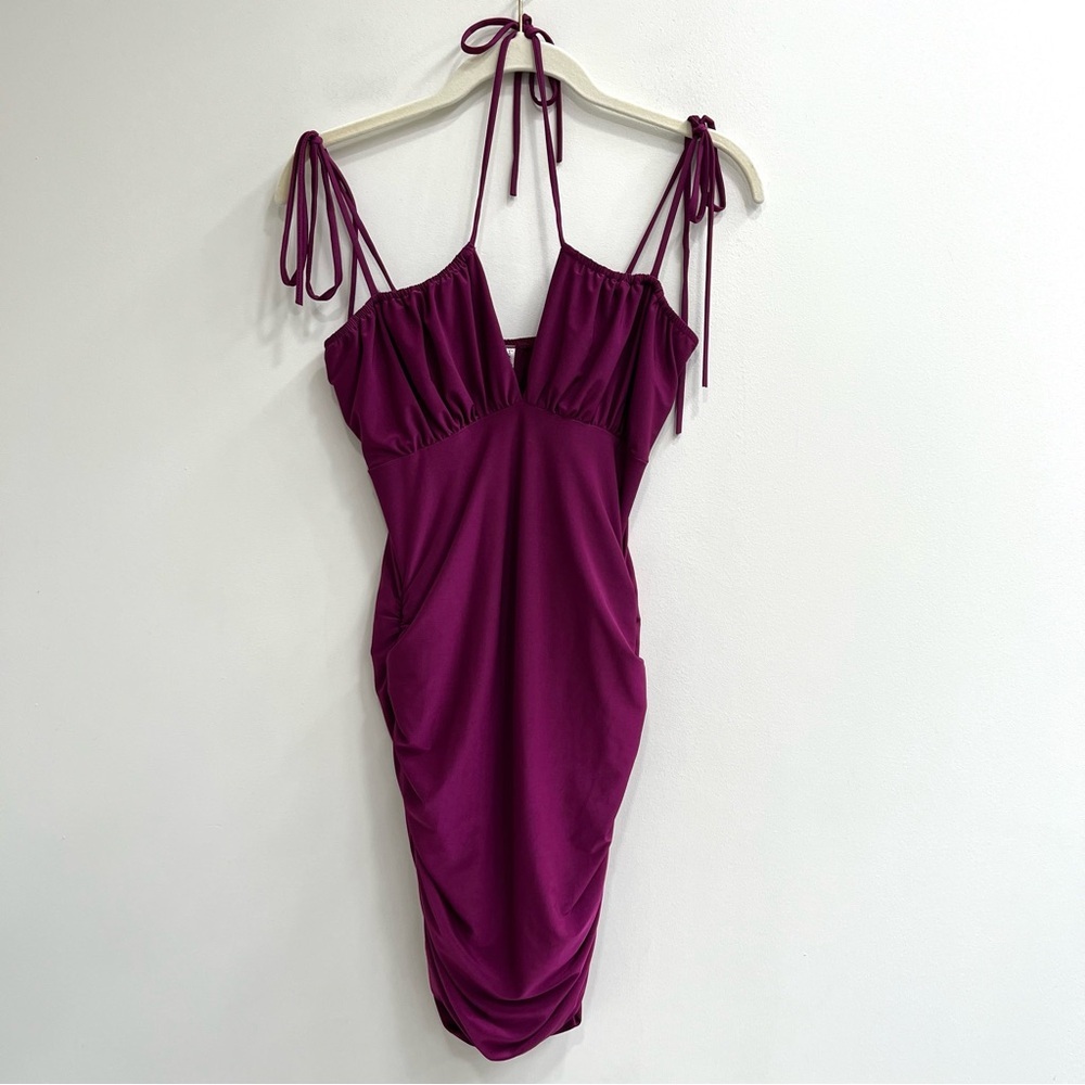 Lucy in the sky magenta pink/purple halter mini dress ruched sides homecoming S
